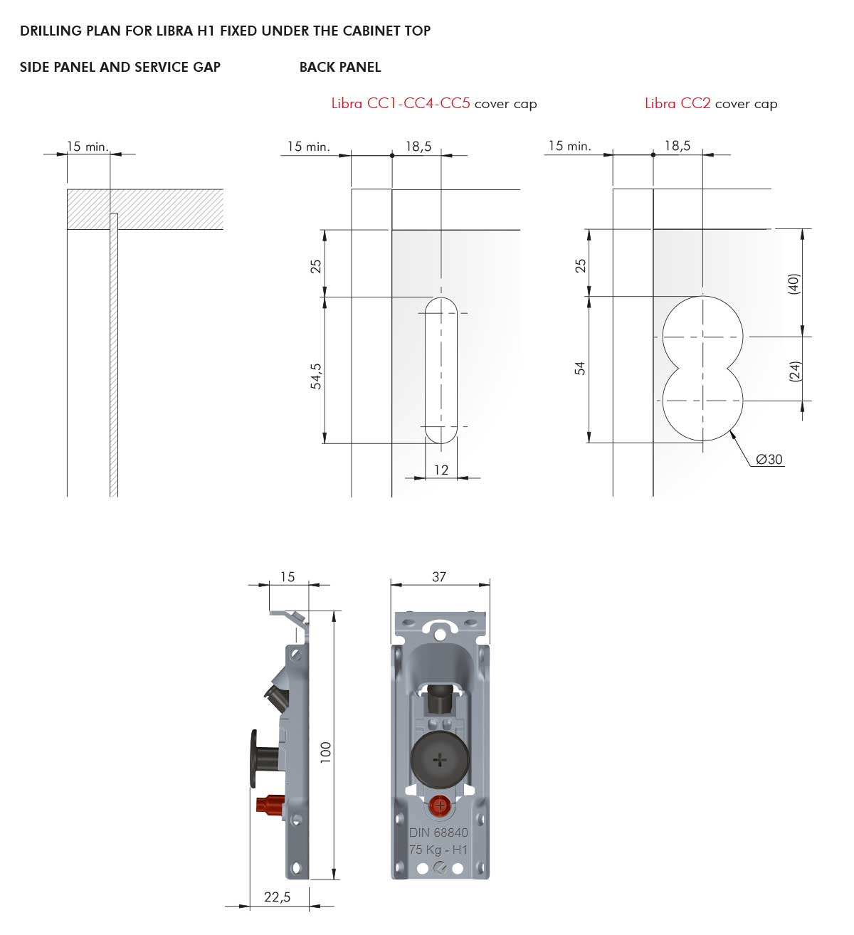 Italiana Gantungan Kabinet LIBRA H1 Heavy Duty Concealed Cabinet Hanger (65kg) custom image