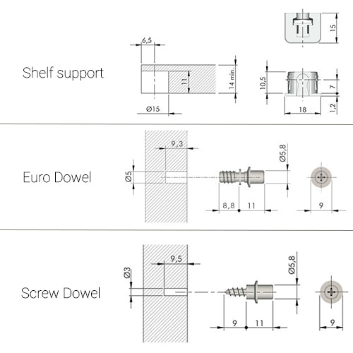 Italiana FLIPPER Concealed Wood Shelf Support - Penyangga Rak Kayu Sistem Klik custom image